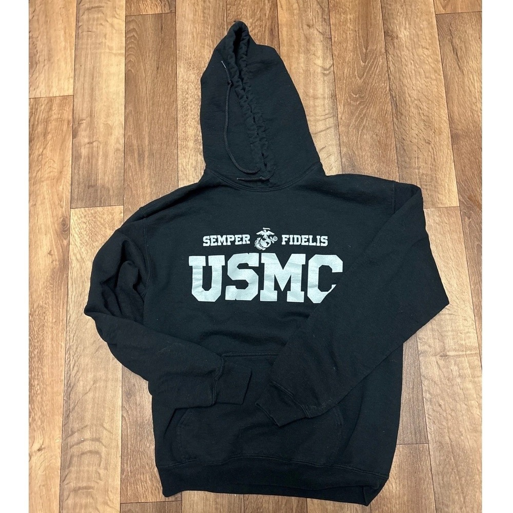 Black Ink Design USMC Hoodie Mens Medium Black Semper Fidelis Marine Corps